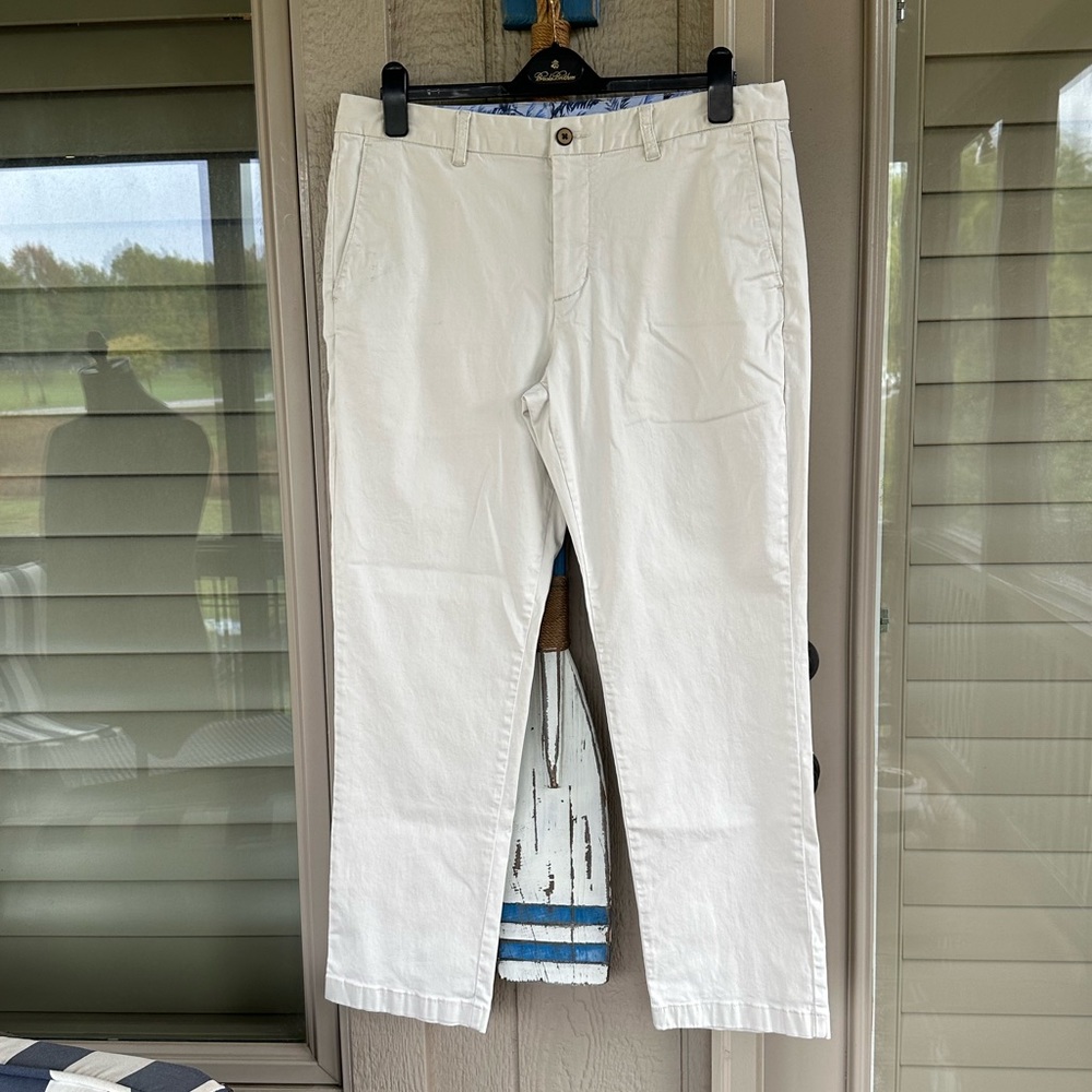 TOMMY BAHAMA Men’s Stone Colored Cotton Stretch Poplin Flat Front Pants - 36/30 - Picture 6 of 11